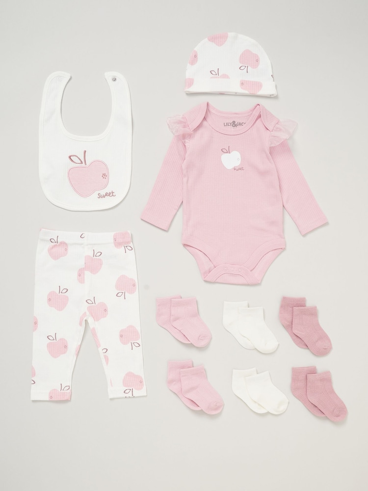 Lily & Jack Baby Bodysuit Hat Trousers 100% Cotton Bib and Socks Gift Set 10 Piece - Image 1 of 6