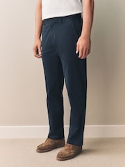 Navy Straight Fit Signature Supima Cotton Blend Chinos Trousers - Image 1 of 16