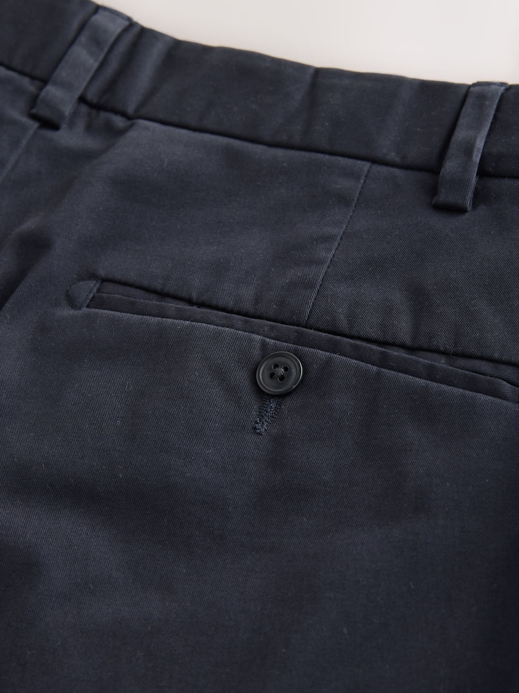Navy Straight Fit Signature Supima Cotton Blend Chinos Trousers - Image 16 of 16