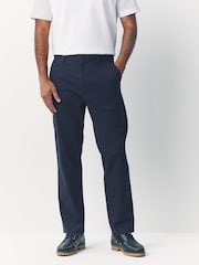 Navy Straight Fit Signature Supima Cotton Blend Chinos Trousers - Image 2 of 16