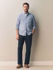 Navy Straight Fit Signature Supima Cotton Blend Chinos Trousers - Image 3 of 16