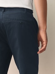Navy Straight Fit Signature Supima Cotton Blend Chinos Trousers - Image 4 of 16