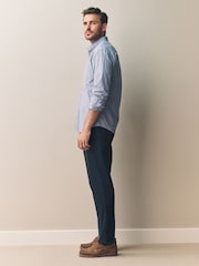 Navy Straight Fit Signature Supima Cotton Blend Chinos Trousers - Image 7 of 16