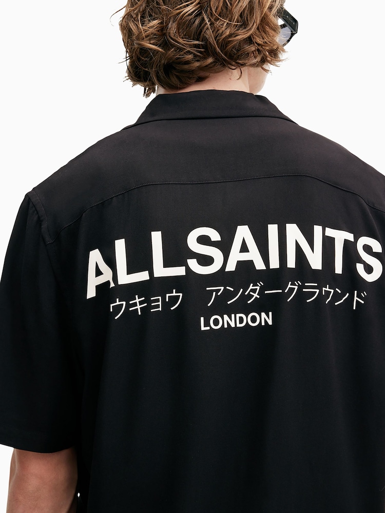 AllSaints Black Underground Short Sleeve Shirt - Image 2 of 7
