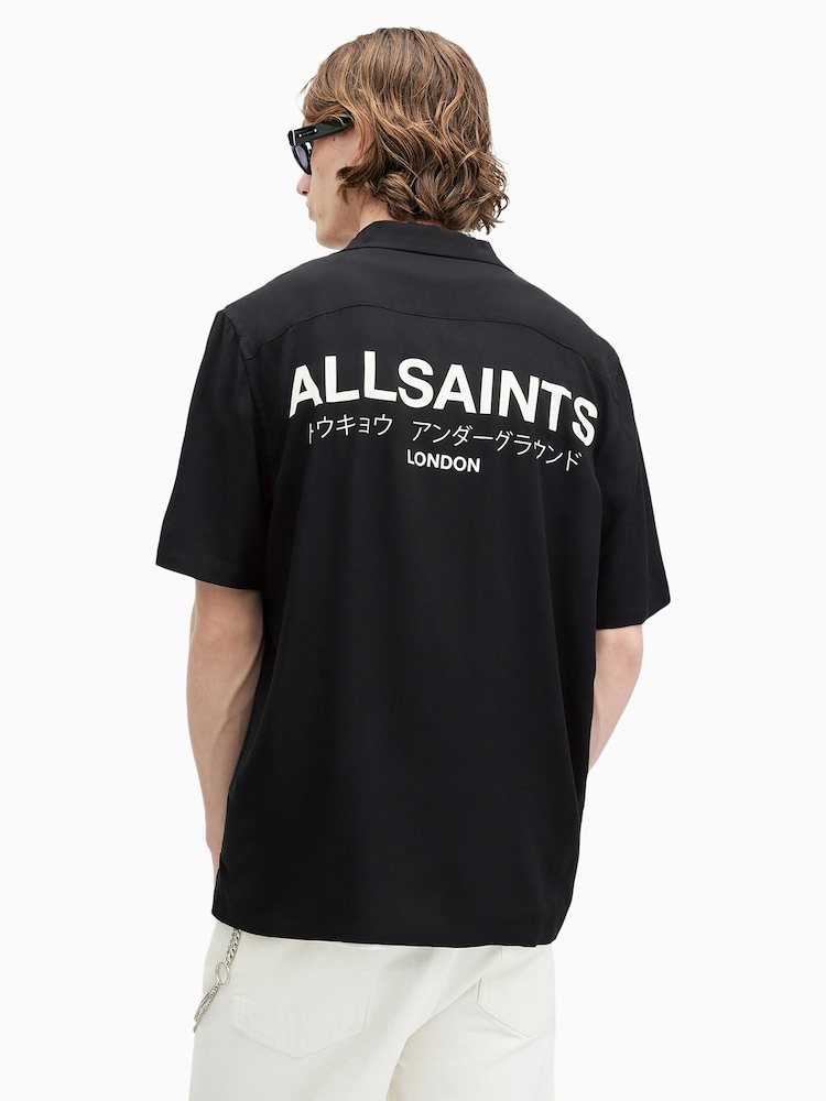 AllSaints Black Underground Short Sleeve Shirt - Image 5 of 7