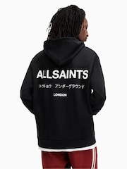 AllSaints Black Underground Zip 100% Cotton Hoodie - Image 2 of 8