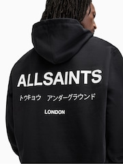 AllSaints Black Underground Zip 100% Cotton Hoodie - Image 7 of 8
