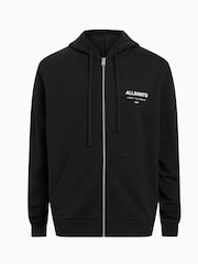 AllSaints Black Underground Zip 100% Cotton Hoodie - Image 8 of 8