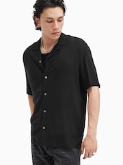AllSaints Black Venice Short Sleeve Shirt - Image 1 of 8