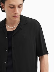 AllSaints Black Venice Short Sleeve Shirt - Image 2 of 8