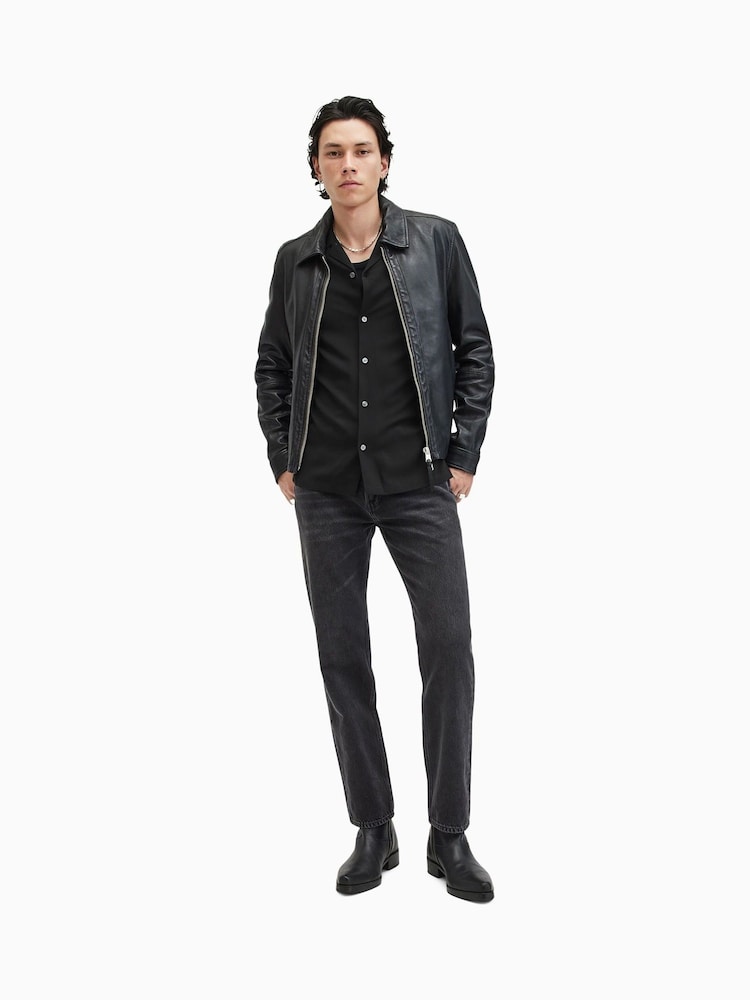 AllSaints Black Venice Short Sleeve Shirt - Image 3 of 8