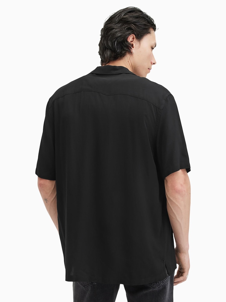 AllSaints Black Venice Short Sleeve Shirt - Image 7 of 8