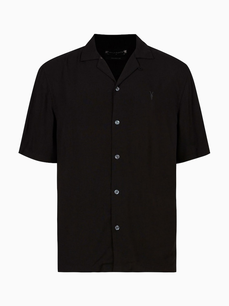 AllSaints Black Venice Short Sleeve Shirt - Image 8 of 8