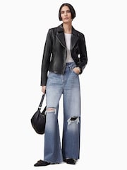AllSaints Black Vela Biker Jacket - Image 1 of 7