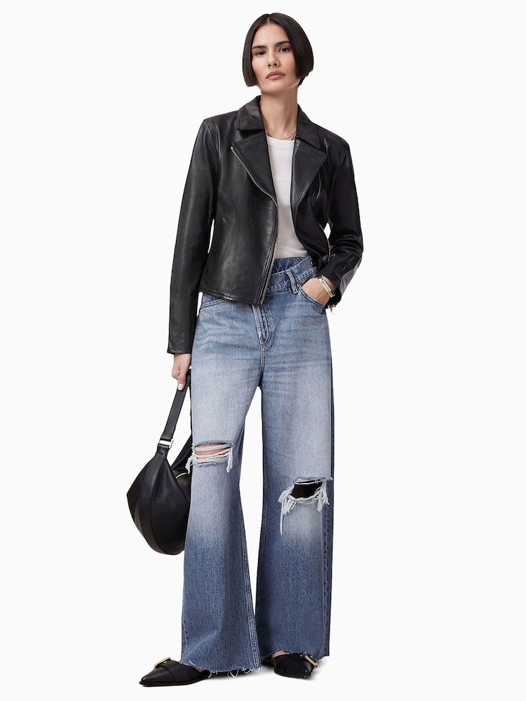 AllSaints Black Vela Biker Jacket - Image 1 of 7