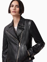AllSaints Black Vela Biker Jacket - Image 3 of 7