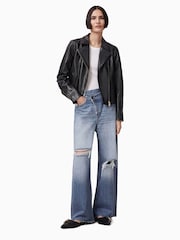 AllSaints Black Vela Biker Jacket - Image 5 of 7