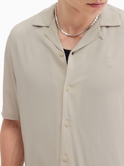 AllSaints Cream Venice Short Sleeve Shirt - Image 2 of 7