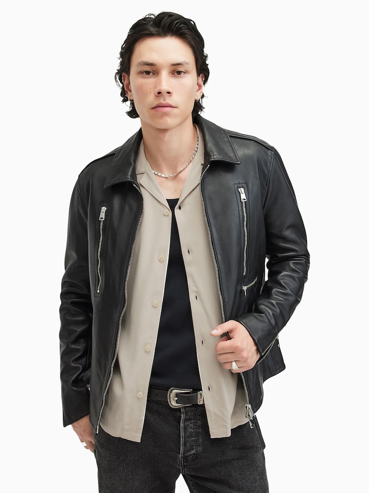 AllSaints Cream Venice Short Sleeve Shirt - Image 4 of 7