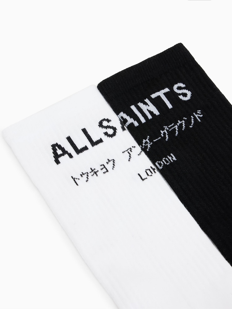 AllSaints White Underground Socks 2 Pack - Image 2 of 2