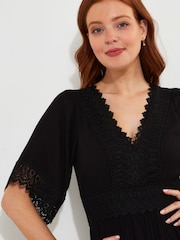 Joe Browns Black Petite Flattering Boho Lace High Low Hem Dress - Image 3 of 5