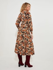 Joe Browns Brown Petite Autumnal Floral V-Neck Jersey Midi Dress - Image 3 of 5