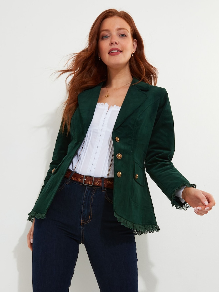 Joe Browns Green Petite Slim Fit Lace Trim Cord Jacket - Image 2 of 5