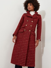 Joe Browns Orange Petite Textured Tweed Double Breasted Maxi Coat - Image 2 of 5