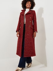 Joe Browns Orange Petite Textured Tweed Double Breasted Maxi Coat - Image 3 of 5