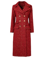 Joe Browns Orange Petite Textured Tweed Double Breasted Maxi Coat - Image 5 of 5