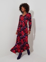 Joe Browns Red Petite Romantic Floral Print Jersey Maxi Dress - Image 2 of 5