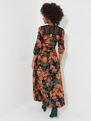 Joe Browns Orange Petite Floral Print Lace Back Maxi Dress - Image 2 of 5