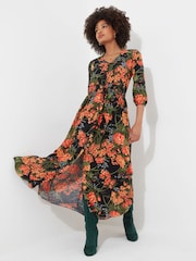 Joe Browns Orange Petite Floral Print Lace Back Maxi Dress - Image 3 of 5