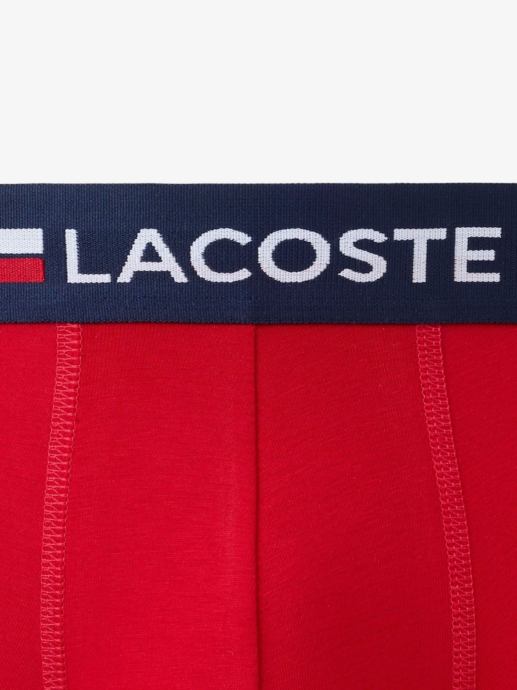 Lacoste Red Cotton Boxers 3 Pack - Image 9 of 9