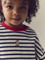 Navy Stripe Capybara Long Sleeve Cuffed Top (3mths-7yrs) - Image 2 of 7