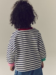 Navy Stripe Capybara Long Sleeve Cuffed Top (3mths-7yrs) - Image 3 of 7