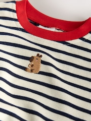 Navy Stripe Capybara Long Sleeve Cuffed Top (3mths-7yrs) - Image 7 of 7