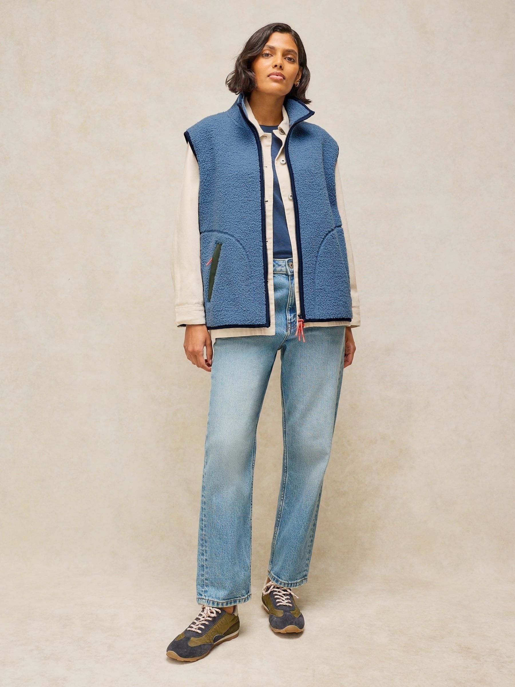 Buy White Stuff Blue Borg Zip Through Gilet from the Next UK