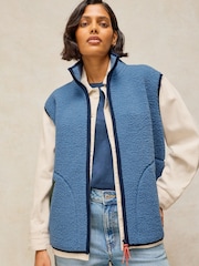 White Stuff Blue Borg Zip Through Gilet - Image 2 of 6