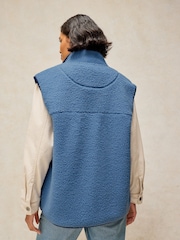White Stuff Blue Borg Zip Through Gilet - Image 3 of 6