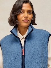 White Stuff Blue Borg Zip Through Gilet - Image 4 of 6