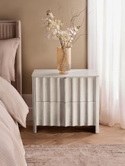 White Collection Luxe Santa Fe Mango Wood and Marble Bedside Table - Image 1 of 7