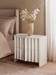 White Collection Luxe Santa Fe Mango Wood and Marble Bedside Table - Image 2 of 7