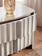White Collection Luxe Santa Fe Mango Wood and Marble Bedside Table - Image 5 of 7