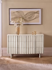 White 6 Drawer Wide Collection Luxe Santa Fe Mango Wood and Marble Chest of Drawers - Image 1 of 12