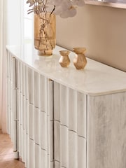 White 6 Drawer Wide Collection Luxe Santa Fe Mango Wood and Marble Chest of Drawers - Image 7 of 12