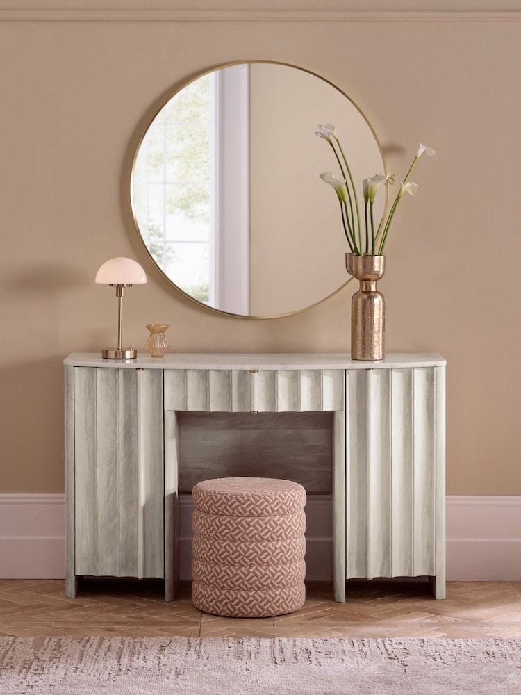 White Collection Luxe Santa Fe Mango Wood and Marble Console Dressing Table - Image 1 of 11 White Collection Luxe Santa Fe Mango Wood and Marble Console Dressing Table - Image 1 of 11