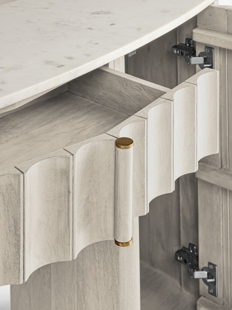 White Collection Luxe Santa Fe Mango Wood and Marble Console Dressing Table - Image 11 of 11 White Collection Luxe Santa Fe Mango Wood and Marble Console Dressing Table - Image 11 of 11