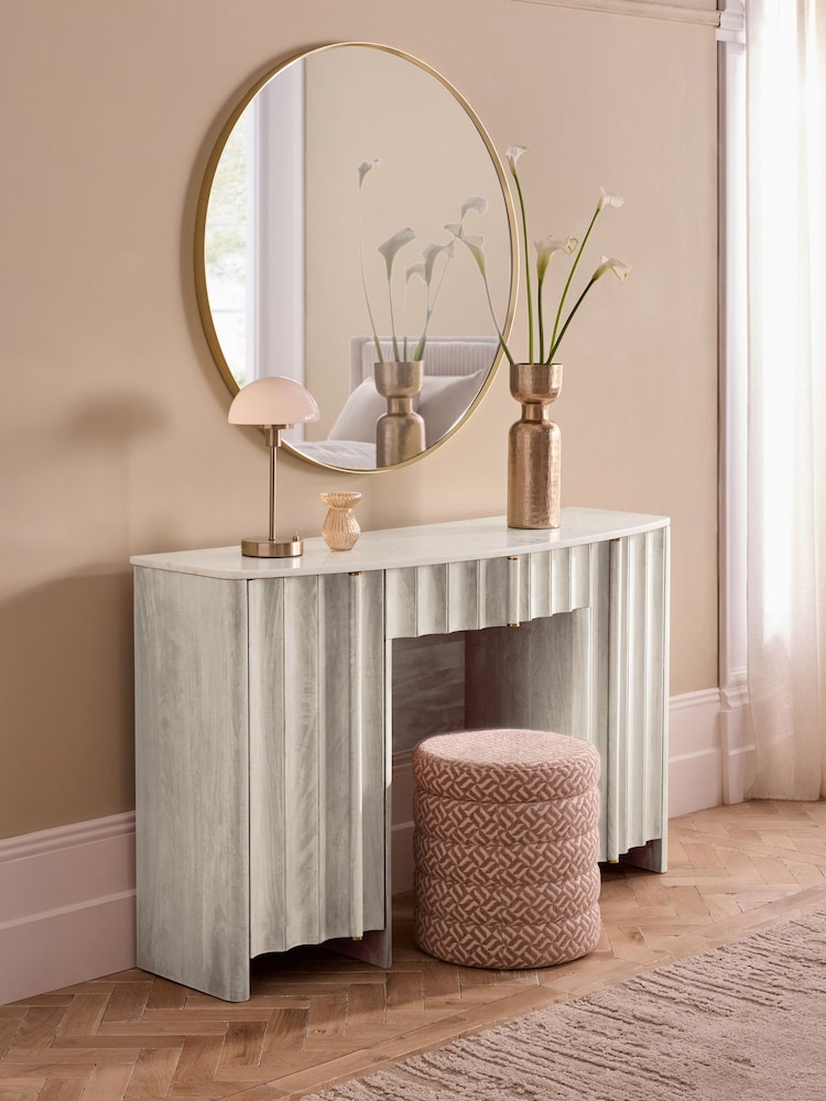White Collection Luxe Santa Fe Mango Wood and Marble Console Dressing Table - Image 2 of 11 White Collection Luxe Santa Fe Mango Wood and Marble Console Dressing Table - Image 2 of 11
