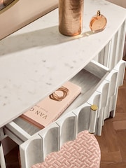 White Collection Luxe Santa Fe Mango Wood and Marble Console Dressing Table - Image 5 of 11